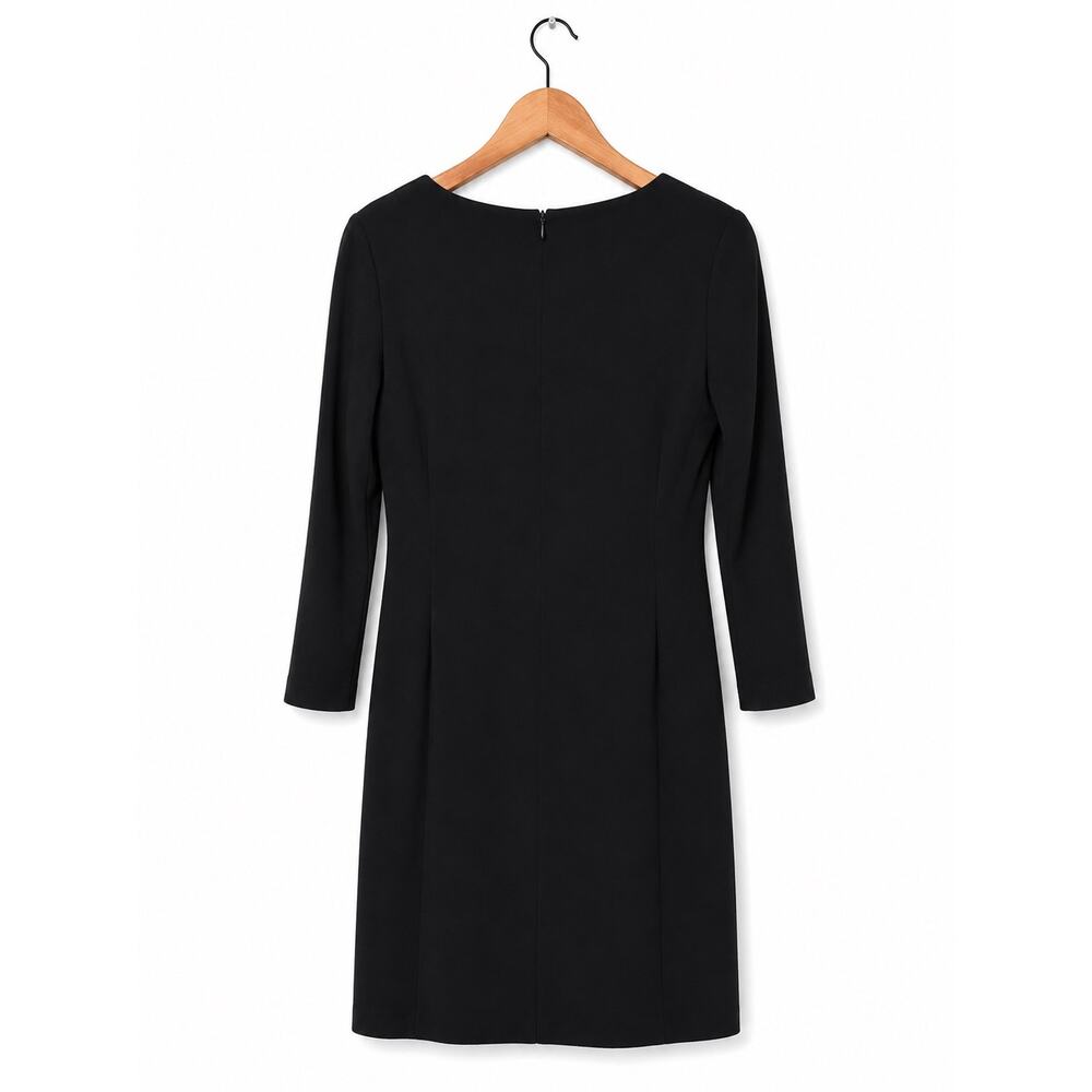 Ralph Lauren Black Fitted Pencil Dress Sz L Staple Luxury Essential LBD Classic - Picture 2 of 4
